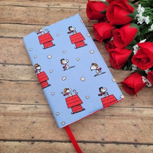 Adjustable Book Cover, Book Sleeve, Book Pouch, Padded Book Cover, Book Lover, Fabric Book Cover -The Peanuts Snoopy Red Baron Toss-