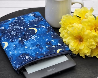 Kindle Paperwhite Sleeve, Kindle Case, Oasis Sleeve, Zippered Kindle Pouch, Tablet, Ereader Sleeve, Book Sleeve, Bookish -Shooting Stars-