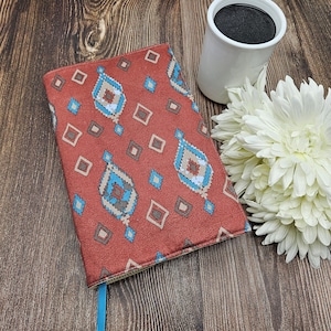Adjustable Book Cover, Book Sleeve, Book Pouch, Book Accessories, Fabric Book Cover, Bible Cover -Tribal Suede-