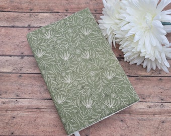 Adjustable Book Cover, Book Sleeve, Book Pouch, Padded Book Cover, Book Lover, Bookworm, Fabric Book Cover -Olive Green Floral-