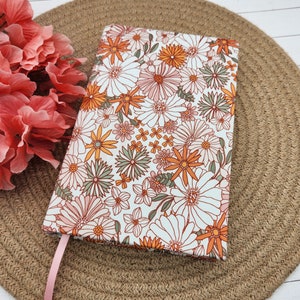 STRETCH Book Covers, Book Sock, Book Sleeve, Fabric Book Cover, Bible Cover, Journal Cover, Planner Cover, Bookish -Boho Fall Floral-