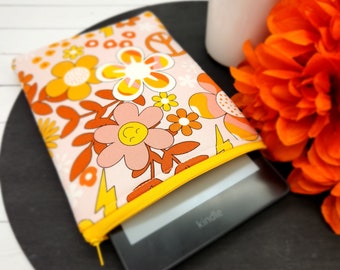 Kindle Paperwhite Sleeve, Kindle Case, Oasis Sleeve, Zippered Kindle Pouch, Tablet, Ereader Sleeve, Book Sleeve -Flower Power-