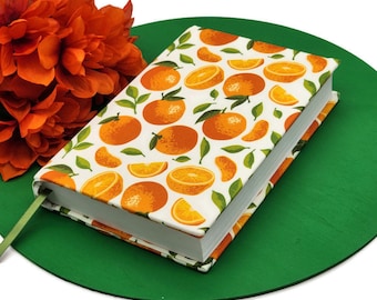 STRETCH Book Covers, Book Protector, Book Sleeve, Fabric Book Cover, Bible Cover, Journal Cover, Planner Cover -Oranges-