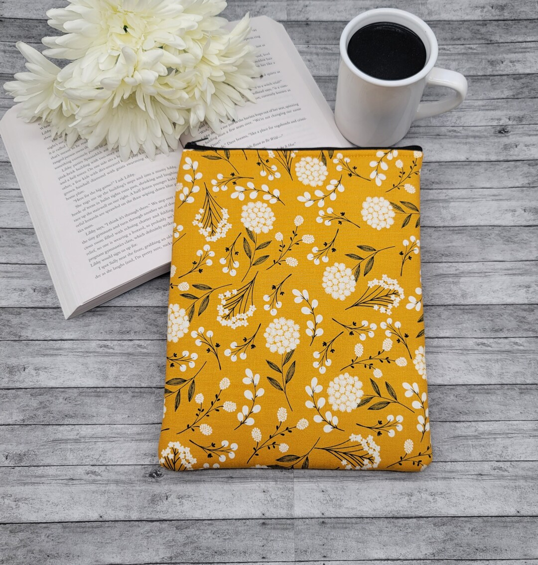 Zippered Book Sleeve, Book Cover, Book Pouch, Padded Book Sleeve, Book