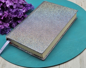 Dehnbare Buchhülle, Buchschutz, Buchhülle, Lesezeichen, Bibelhülle, Journalhülle, Planer -Multicolor Irisierend-