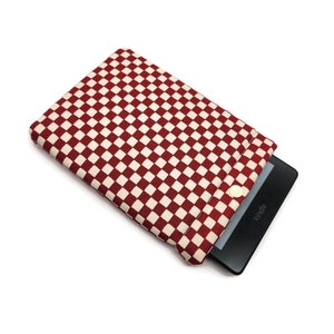 Kindle Paperwhite Sleeve, Kindle Case, kindle Pouch, Kindle Protector, Ereader Sleeve, Mass Market Book, Book Sleeve, -Checkerboard Red-