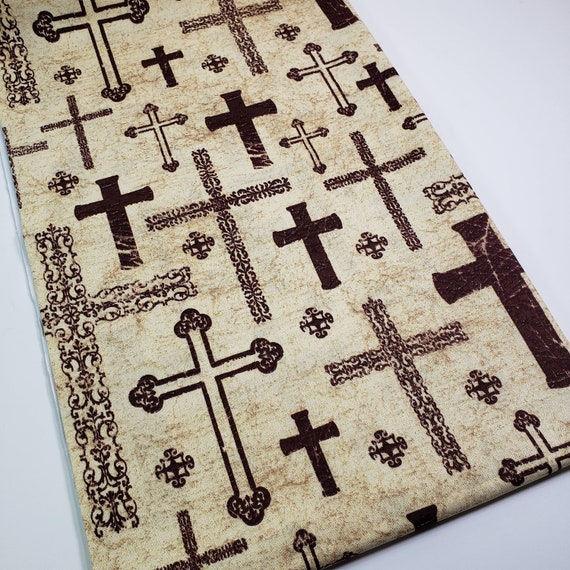 Brown Crosses Fabric Inspirational Fabrics Religious Fabric Etsy