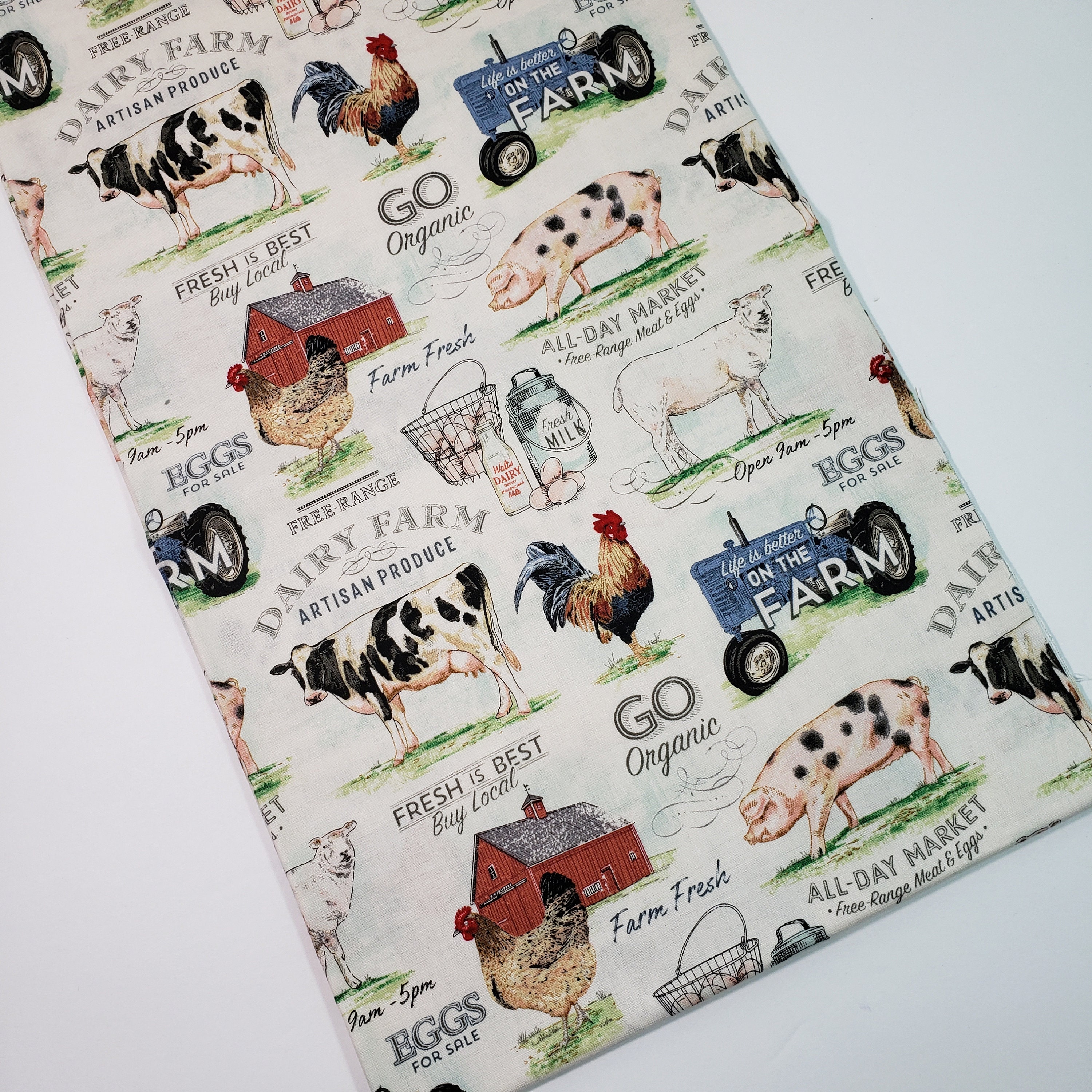 Dairy Farm Fabric Farm Fabric Apparel Fabrics Quilting Etsy