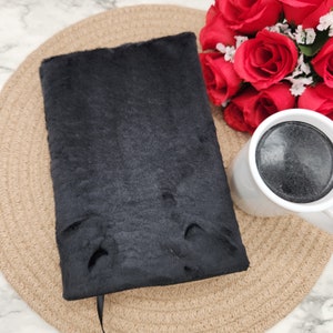 Adjustable Book Cover, Book Sleeve, Padded Book Cover, Bookish, Fabric Book Cover, Book Jacket, Bible Cover-Black Velvet-