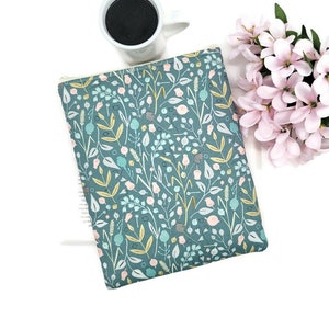 Book Sleeve, Zippered Book Cover, Book Pouch, Book Lover, Bookish, Tablet Sleeve, Protector -Meadow Flowers-