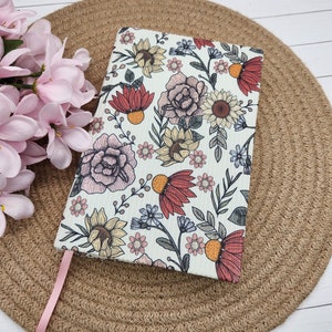 Copertine per libri STRETCH, Calzino per libri, Custodia per libri, Copertina in tessuto per libri, Copertina della Bibbia, Copertina del diario, Copertina per pianificatore, Bookish -Fall Wildflowers-