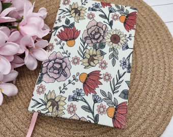 STRETCH Book Covers, Book Sock, Book Sleeve, Fabric Book Cover, Bible Cover, Journal Cover, Planner Cover, Bookish -Fall Wildflowers-