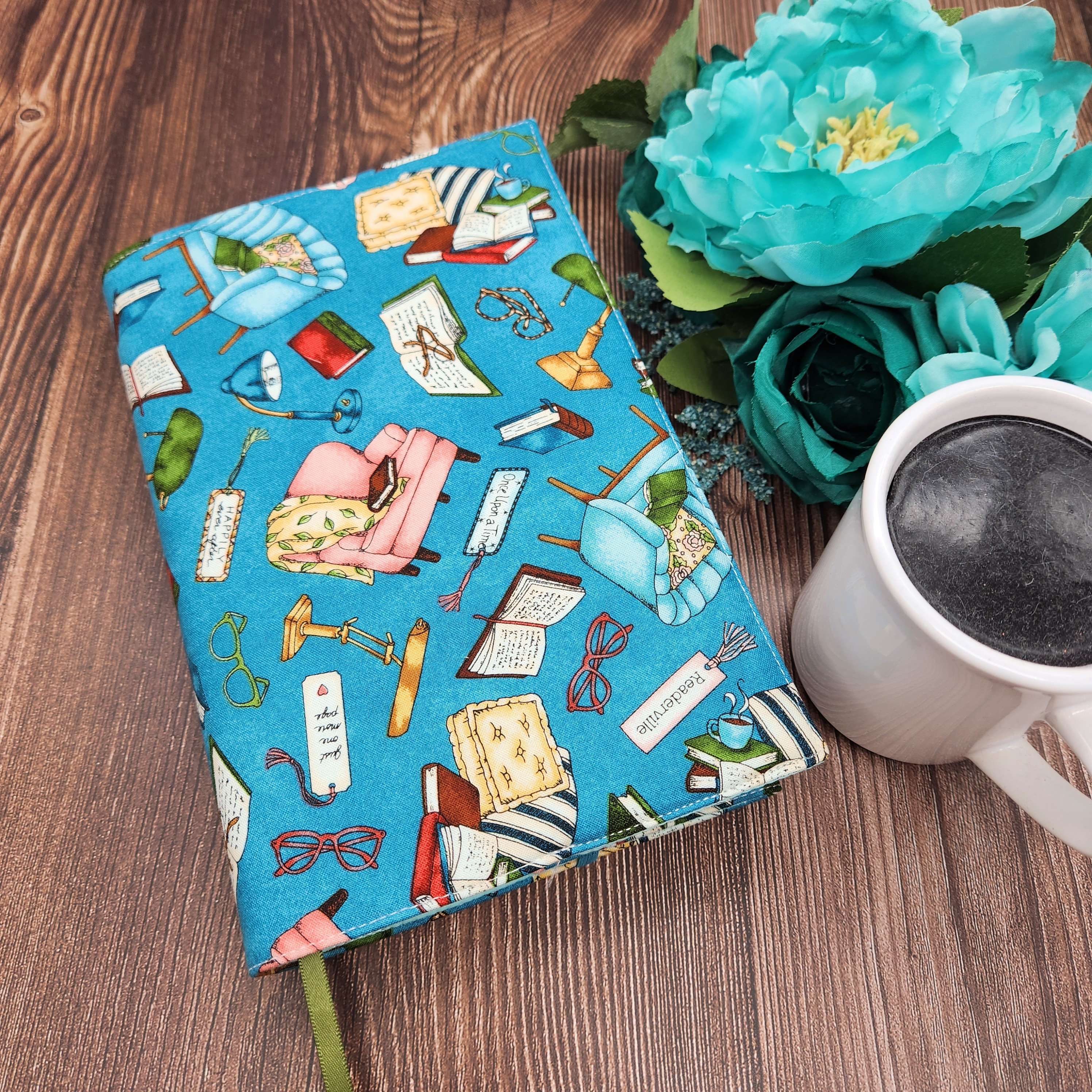 Adjustable Book Cover, Book Sleeve, Book Pouch, Padded Book Cover, Bible Cover, Bookish, Fabric Book Cover -Readerville Collection-