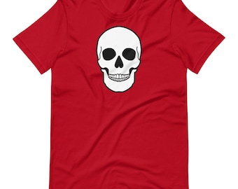 Skull T-shirt Halloween Shirt Bella Canvas 3001 Red Spooky Costume Tee