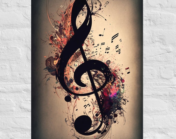 Color Splash Treble Clef Poster – Abstract Music Note Art Print for Musicians, Teachers, or Home Decor