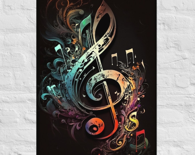 Colorful Treble Clef Poster – Vibrant Music Wall Art Print for Musicians, Music Teachers & Studio Decor