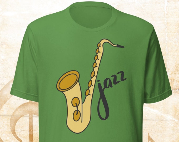 Jazz Saxophone T-Shirt – Cool Musician Graphic Tee for Jazz Band Members, Sax Players, Music Teachers, and Jazz Lovers