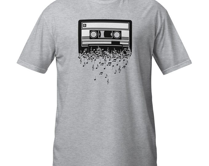 Cassette Music Notes T-Shirt | Retro Mixtape Side B Tee | Music Lover Graphic Shirt | Gildan 64000 Unisex Softstyle
