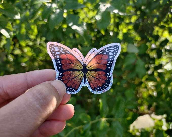 Glitter Monarch Butterfly Sticker - Butterfly Lovers Gift - Decal for Monarch Fans
