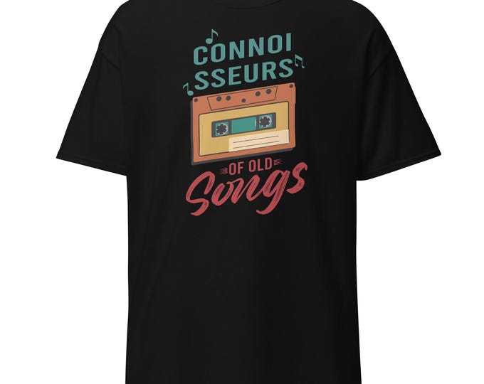Vintage Cassette Tape T-Shirt | Connoisseurs of Old Songs Graphic Tee | Retro Music Lover Shirt | Gildan 5000