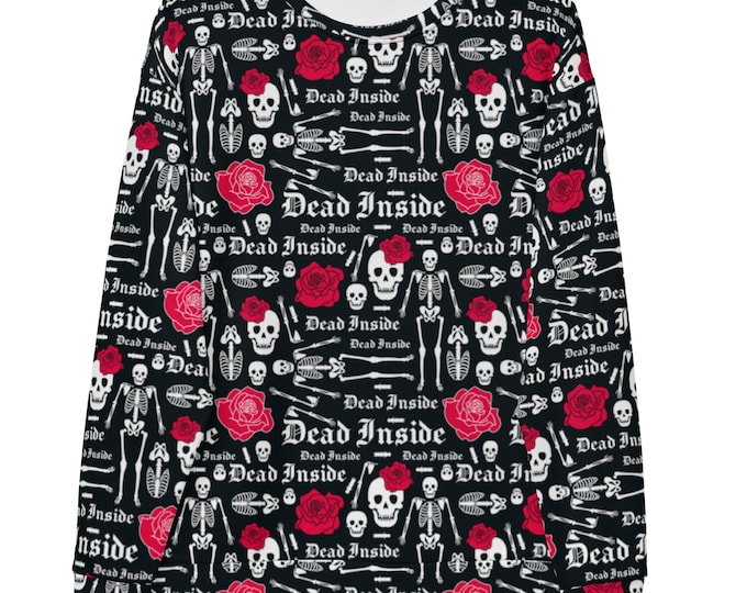 Dead Inside Skeleton and Rose Sweatshirt – Gothic Aesthetic Unisex Halloween Pullover