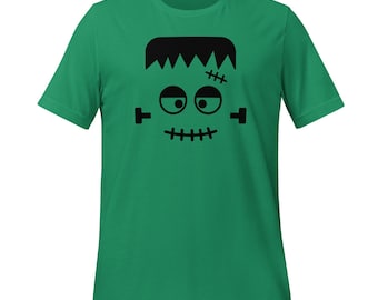 Frankenstein Face Halloween Shirt Bella Canvas 3001 Green Costume Tee