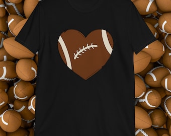 Football Heart Shirt – Cute Game Day T-Shirt for Fans and Moms – Gildan 64000 Unisex Softstyle Tee
