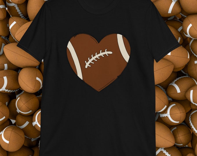 Football Heart Shirt – Cute Game Day T-Shirt for Fans and Moms – Gildan 64000 Unisex Softstyle Tee