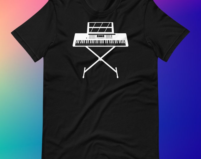 Piano Keyboard T-Shirt – Minimalist Electronic Keyboard Tee for Musicians and Pianists – Bella + Canvas Musician Gift Shirt