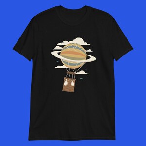 Saturn Hot Air Balloon Shirt | Planet Balloon Adventure Tee | Gildan 64000 Unisex Softstyle Space T-Shirt for Dreamers and Sky Lovers