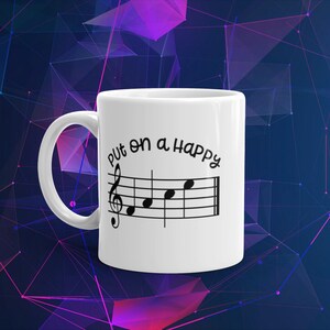 Put On a Happy FACE Mug – Funny Music Notes Mug Gift for Band, Choir, Orchestra & Music Teachers