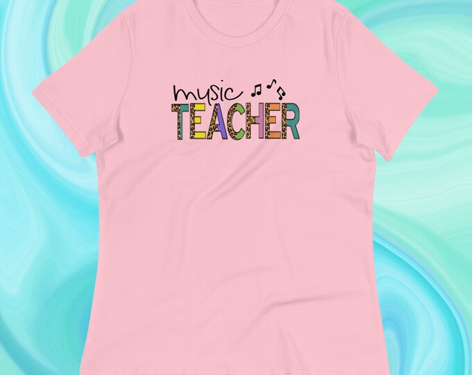 Leopard Music Teacher Shirt – Cute Bella Canvas Tee for Music Educators, Band Directors, Choir Teachers, or Classroom Style