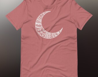 Mandala Crescent Moon Shirt -  Moon Phase Shirt -Boho Moon Shirt - Yogo Tee