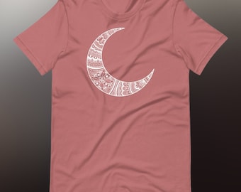 Mandala Crescent Moon Shirt -  Moon Phase Shirt -Boho Moon Shirt - Yogo Tee