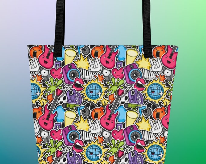 Music Party Large Tote Bag - Choir Director Gift, Band Director Gift, Music Teacher Gift