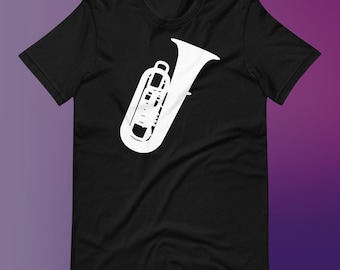 Tuba Player Shirt – Simple White Tuba Silhouette Tee for Band Kids, Brass Musicians, and Music Lovers