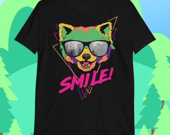 Retro Red Panda with Sunglasses - Smile! Tee - Red Panda Art, Ailurus fulgens