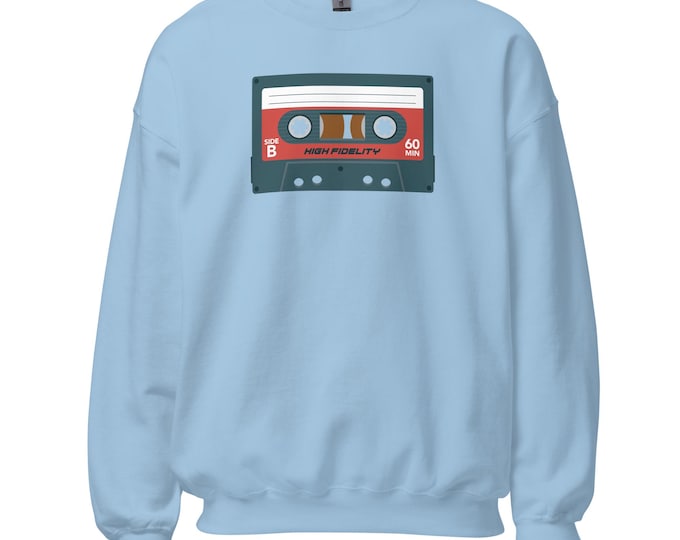 Retro Cassette Tape Sweatshirt | High Fidelity 80s Music Graphic Pullover | Vintage Mixtape Crewneck | Gildan 18000