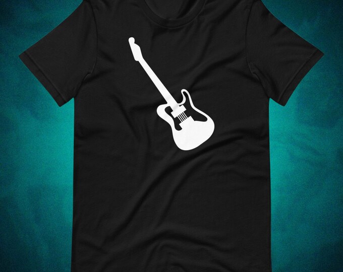 Minimalist Electric Guitar T-Shirt | Modern Guitarist Tee | Bella + Canvas 3001 Unisex Shirt | Musician Gift for Guitar Players