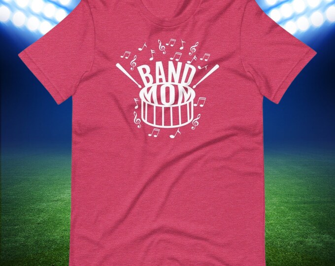 Band Mom T-Shirt – Funny Marching Band Parent Shirt with Drum Graphic and Musical Notes – Gift for Band Moms and Music Lovers