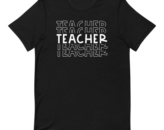 Minimalist Teacher Shirt – Bold Stacked Teacher Text Tee, Educator Gift, Bella Canvas Shirt for Teachers, Modern Teacher Aesthetic