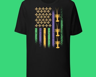 Mardi Gras Flag Shirt, Mardi Gras Shirt, Crawfish Shirt, Fleur De Lis Shirt, Mardi Gras Shirt, New Orleans Shirt, Louisiana Shirt, Crawdaddy