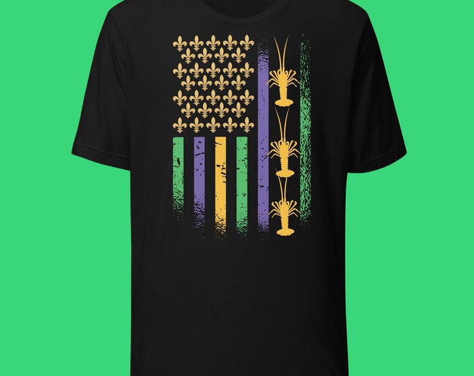 Mardi Gras Flag Shirt, Mardi Gras Shirt, Crawfish Shirt, Fleur De Lis Shirt, Mardi Gras Shirt, New Orleans Shirt, Louisiana Shirt, Crawdaddy
