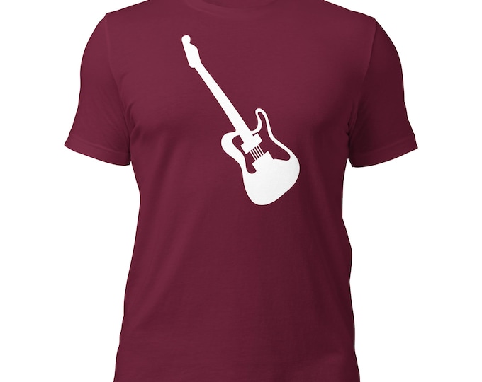 Minimalist Electric Guitar T-Shirt | Modern Guitarist Tee | Bella + Canvas 3001 Unisex Shirt | Musician Gift for Guitar Players