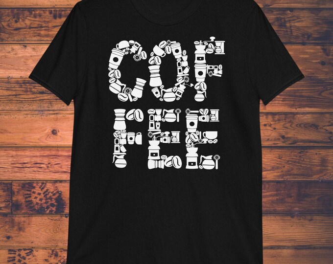 Coffee Lover Shirt – Bold COFFEE Typography Graphic Made from Beans and Brew Gear | Funny Barista Tee for Espresso Fans