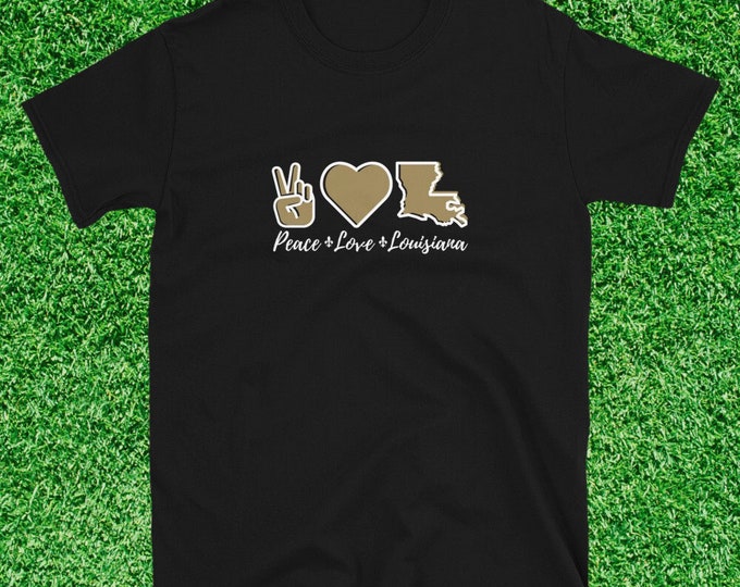 Peace Love Louisiana T-Shirt | Louisiana State Pride Tee | Southern Heritage Shirt | Gildan 64000 Unisex Softstyle