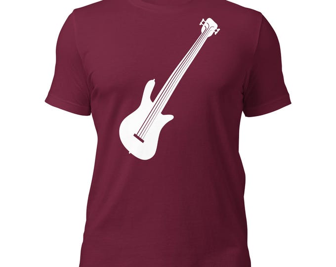 Electric Bass Guitar Shirt | Minimalist Bass Silhouette T-Shirt | Musician Gift | Bella + Canvas 3001 | Bass Player Graphic Tee