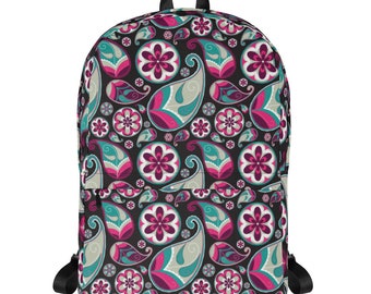 Pink & Purple Paisley Backpack, Back to school backpack, Laptop backpack, Teacher backpack, Student backpack