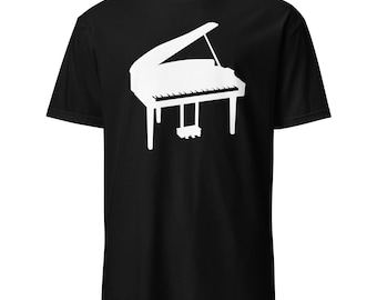 Grand Piano Silhouette T-Shirt – Minimalist Pianist Tee for Musicians and Music Teachers Gildan 64000