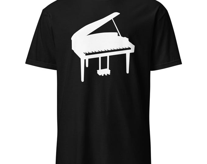 Grand Piano Silhouette T-Shirt – Minimalist Pianist Tee for Musicians and Music Teachers Gildan 64000